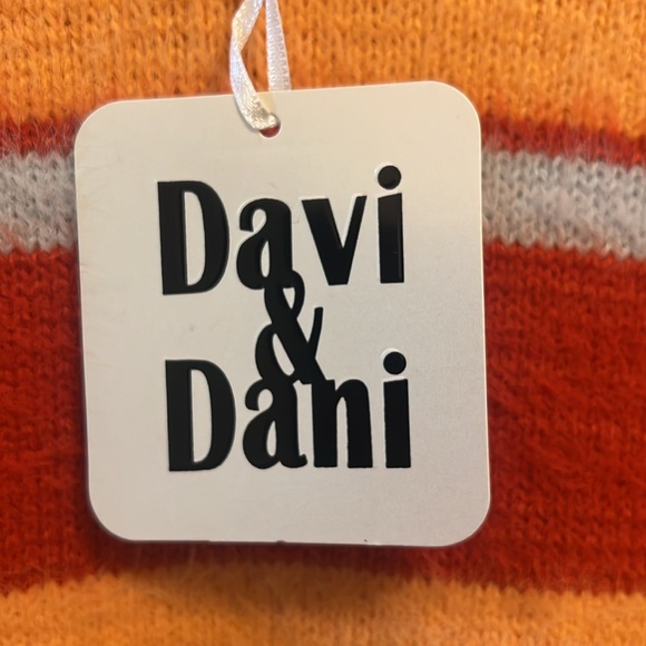 NWT Davi & Dani Red Orange Gray Stripe V Neck Long Sleeve Knit Sweater DRESS - Picture 7 of 9